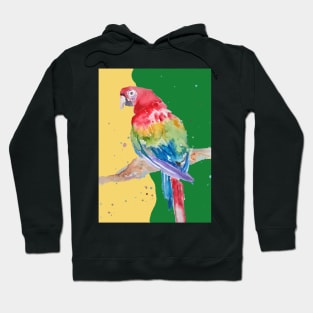 Parrot Watercolor Painting Macaw - Yellow Green Hoodie